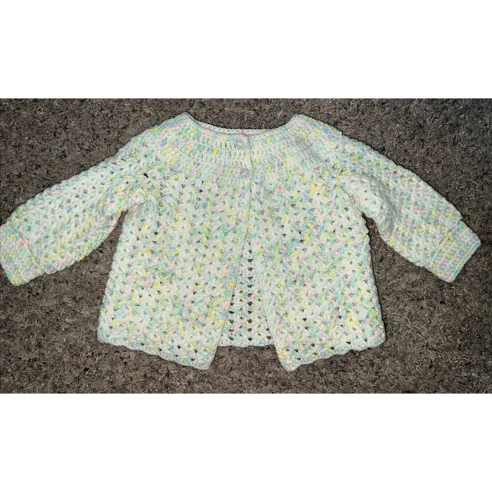 Baby Sweater Cardigan Crocheted Pastel Multicolor
